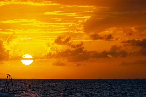 Sailboat on a sunset cruise on the Pacific Ocean off the coast of Costa Rica