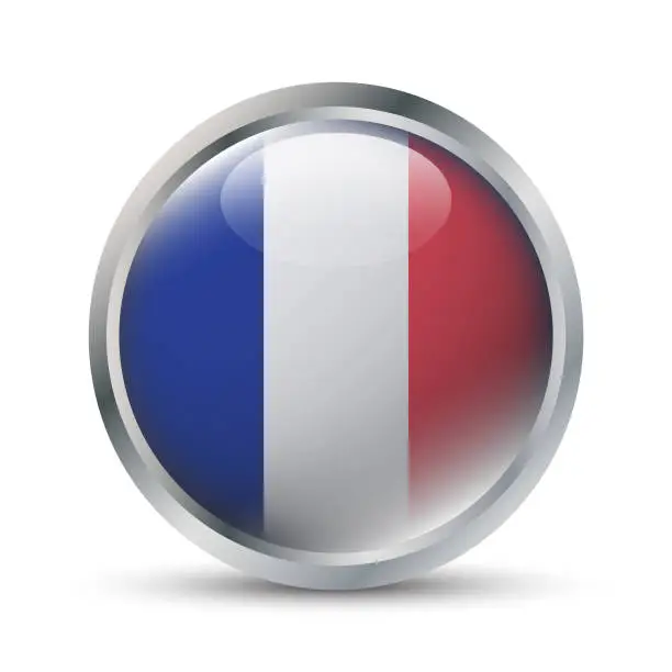 Vector illustration of France Flag 3D Badge Illustration