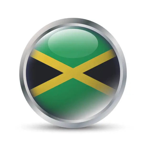 Vector illustration of Jamaica Flag 3D Badge Illustration