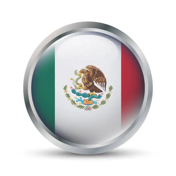 Vector illustration of Mexico Flag 3D Badge Illustration