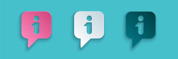 istock Paper cut Information icon isolated on blue background. Paper art style. Vector 1923389745