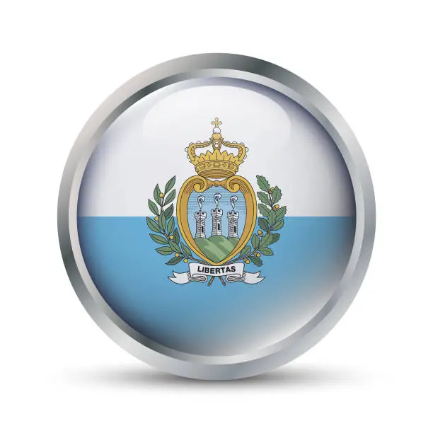Vector illustration of San Marino Flag 3D Badge Illustration