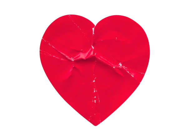 istock Red color heart shape sticker isolated on white background 1923402258