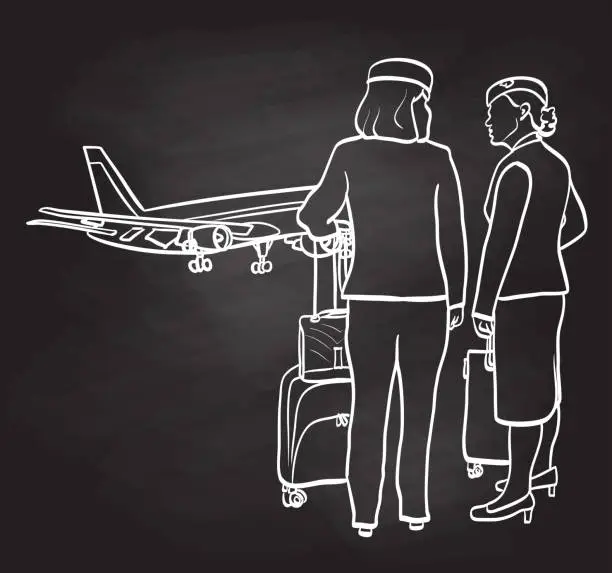 Vector illustration of Air Stewardess Blackboard