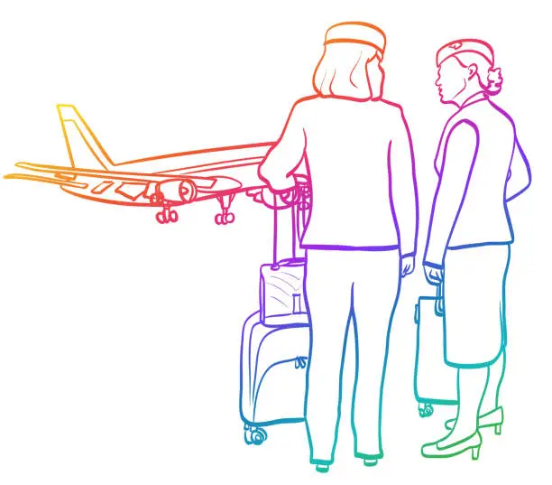 Vector illustration of Air Stewardess Rainbow