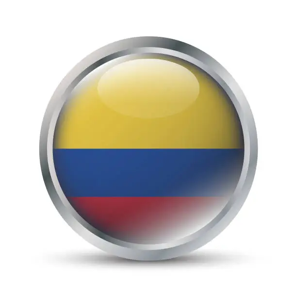 Vector illustration of Colombia Flag 3D Badge Illustration