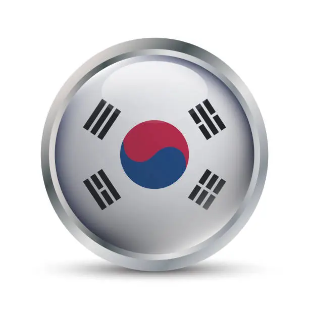 Vector illustration of South Korea Flag 3D Badge Illustration