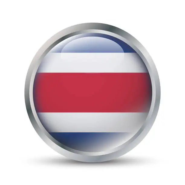 Vector illustration of Costa Rica Flag 3D Badge Illustration