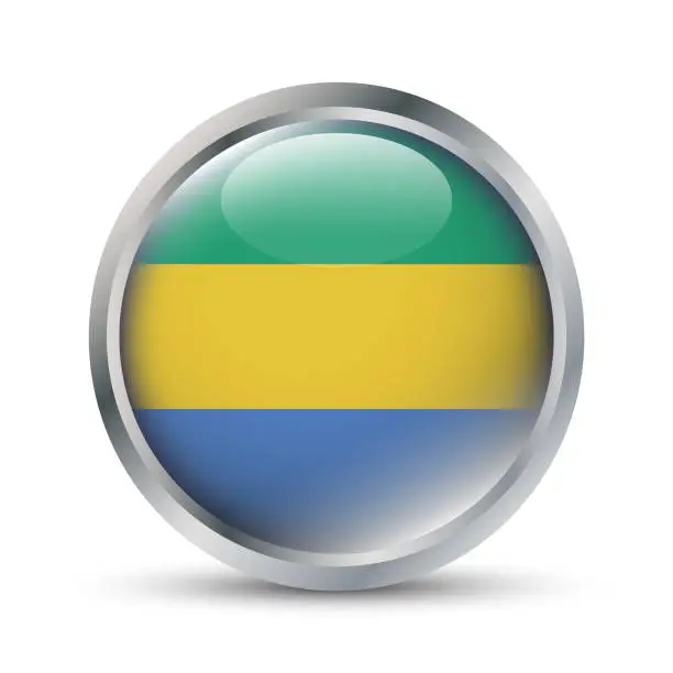 Vector illustration of Gabon Flag 3D Badge Illustration