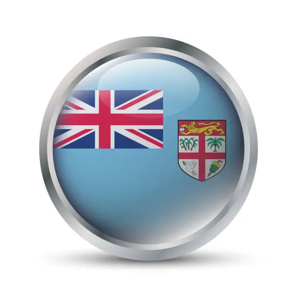 Vector illustration of Fiji Flag 3D Badge Illustration