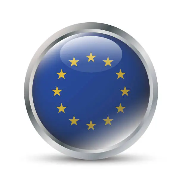 Vector illustration of European Union Flag 3D Badge Illustration