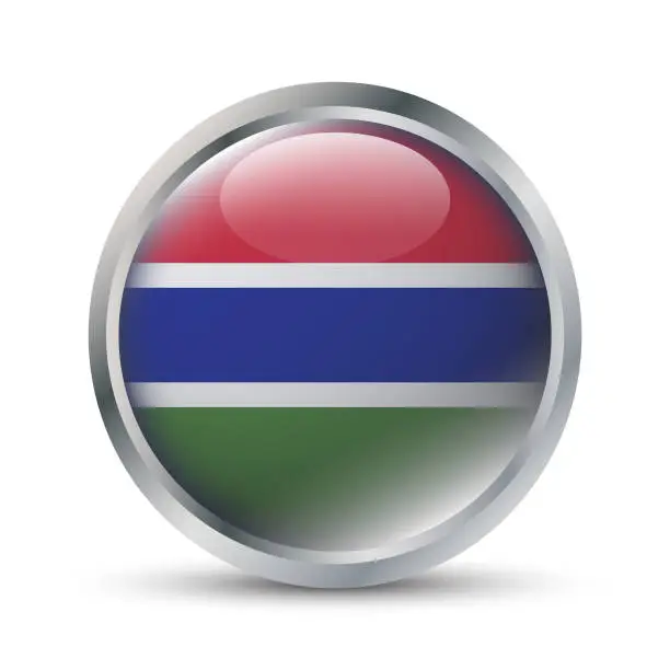 Vector illustration of Gambia Flag 3D Badge Illustration
