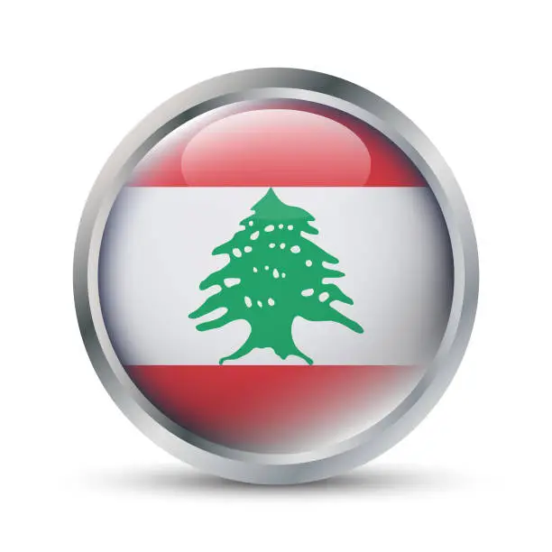 Vector illustration of Lebanon Flag 3D Badge Illustration