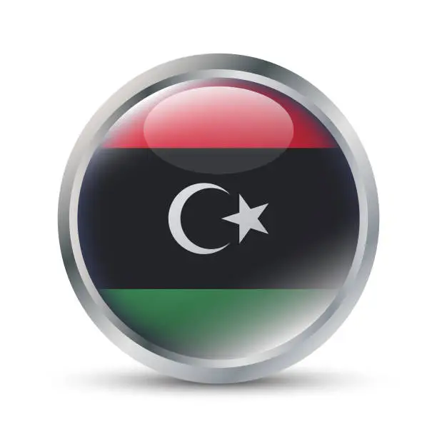 Vector illustration of Libya Flag 3D Badge Illustration