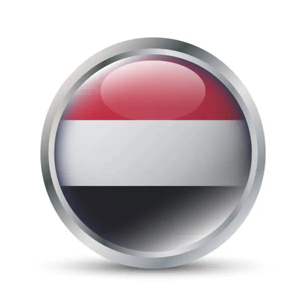 Vector illustration of Yemen Flag 3D Badge Illustration