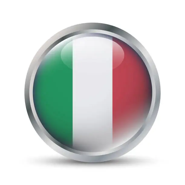 Vector illustration of Italy Flag 3D Badge Illustration