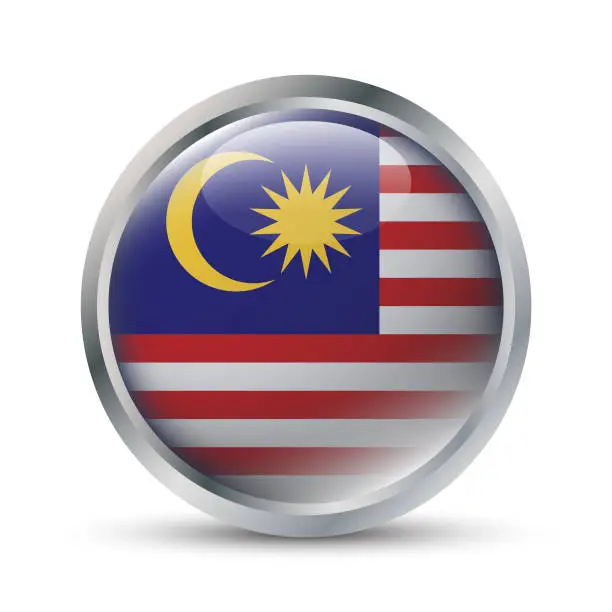 Vector illustration of Malaysia Flag 3D Badge Illustration