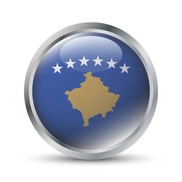 Vector illustration of Kosovo Flag 3D Badge Illustration