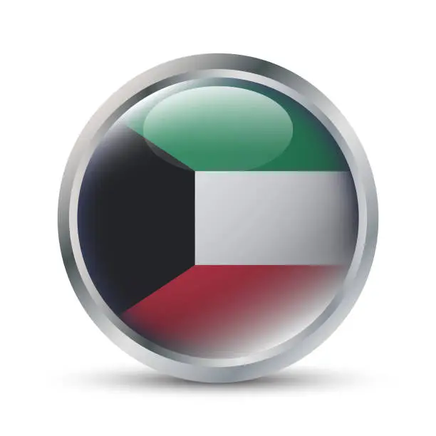 Vector illustration of Kuwait Flag 3D Badge Illustration