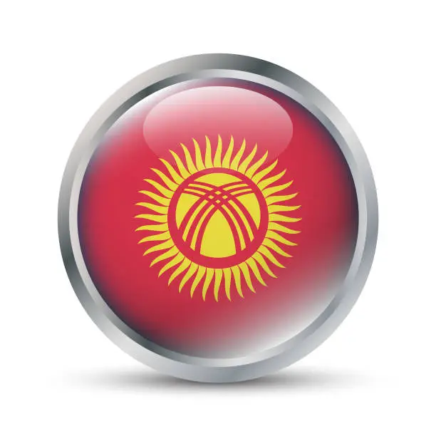 Vector illustration of Kyrgyzstan Flag 3D Badge Illustration