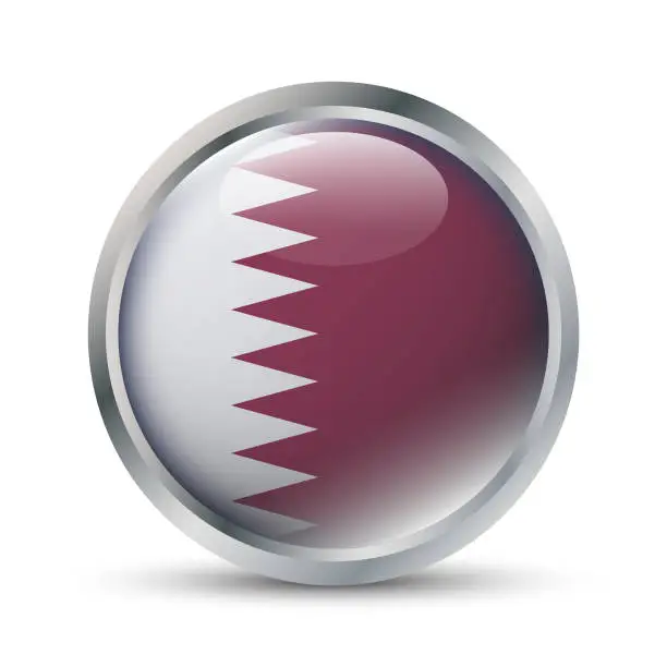 Vector illustration of Qatar Flag 3D Badge Illustration