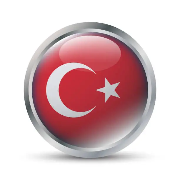 Vector illustration of Turkey Flag 3D Badge Illustration