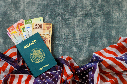 Mexican passport, peso with immigration citizenship, legalization in USA for Mexican citizens is naturalization