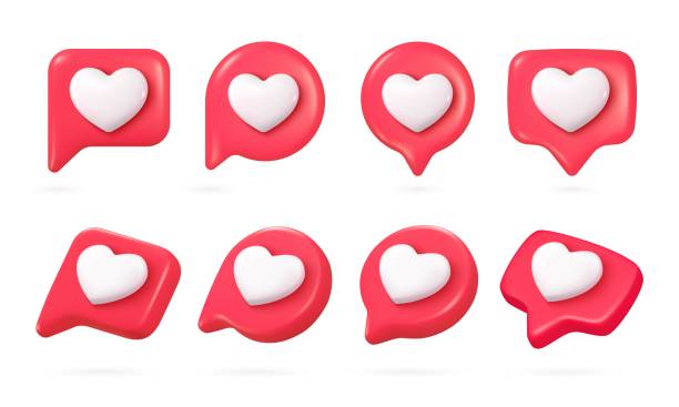 istock 3d heart speech. Hearts like box or chat bubble icon, love sign romantic message comment notification mobile social media concept, romance talk cloud ui nowaday vector illustration 1923500808