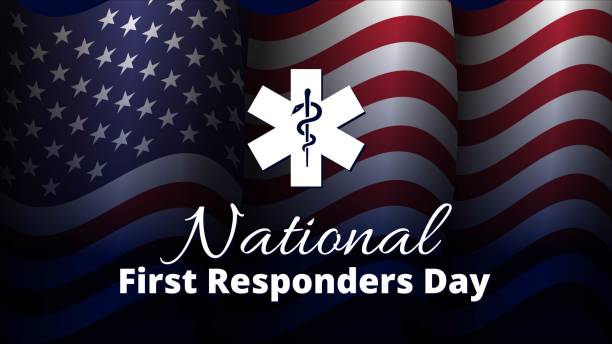 national first responders day greeting design with american flack background vector illustration national first responders day greeting design with american flack background vector illustration suitable for national first responders day event on united states day stock illustrations