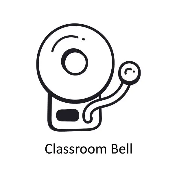 Vector illustration of Classroom bell vector filled outline doodle Design illustration. Symbol on White background EPS 10 File