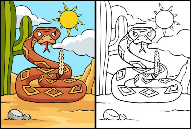 Vector illustration of Cowboy Viper Snake Coloring Colored Illustration