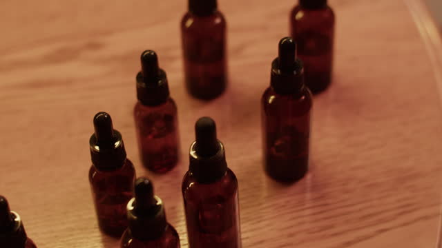 Collection of bottles with essential oils
