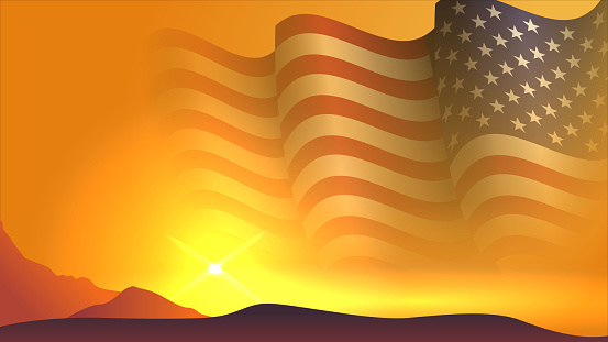 american flag background design on sunset view vector illustration suitable for american independence day