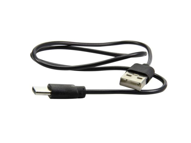 istock Black USB cable for charging a smartphone isolated on white background with clipping path.Selection focus. 1923641491