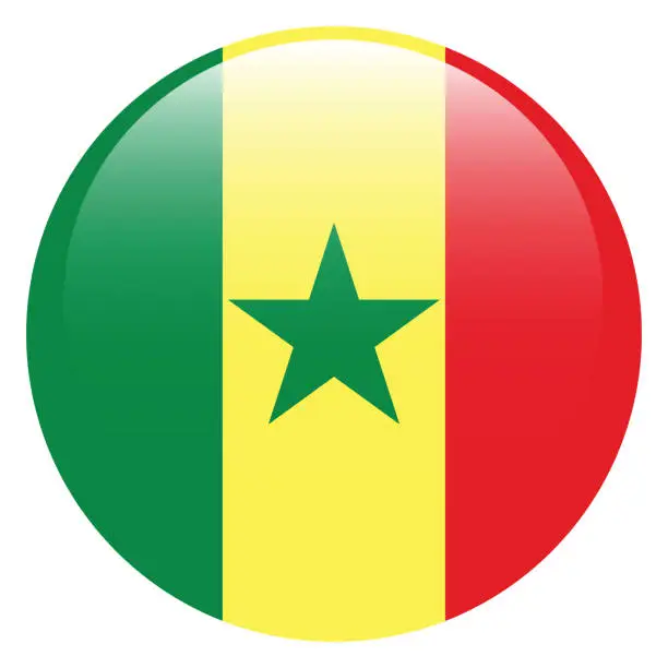 Vector illustration of Senegal flag. Flag icon. Standard color. Circle icon flag. 3d illustration. Computer illustration. Digital illustration. Vector illustration.