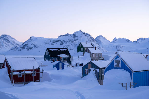 istock Colourful village and mountain in winter 1923659703