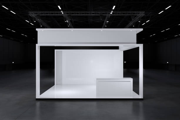 istock Exhibition stand for mockup and Corporate identity,Display design.Empty booth Design.Retail booth elements in Exhibition hall.booth Design trade show.Blank Booth system of Graphic Resources.3d Background for online Event,conference,live.3d render. 1923704238
