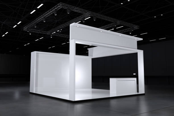 istock Exhibition stand for mockup and Corporate identity,Display design.Empty booth Design.Retail booth elements in Exhibition hall.booth Design trade show.Blank Booth system of Graphic Resources.3d Background for online Event,conference,live.3d render. 1923704240