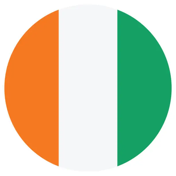 Vector illustration of Flag of Cote d 'Ivoire. Flag icon. Standard color. Circle icon flag. Computer illustration. Digital illustration. Vector illustration.