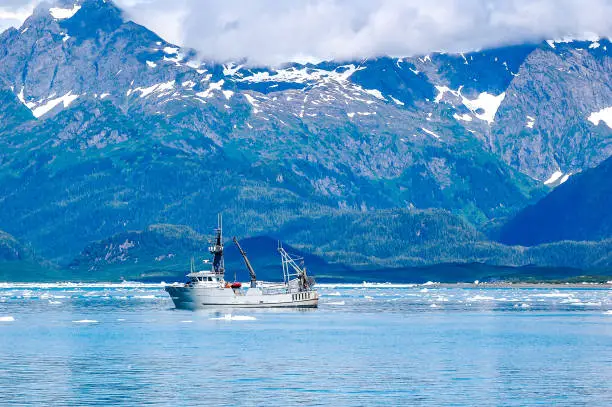 A sea vessel in the waters of Valdez Alaska