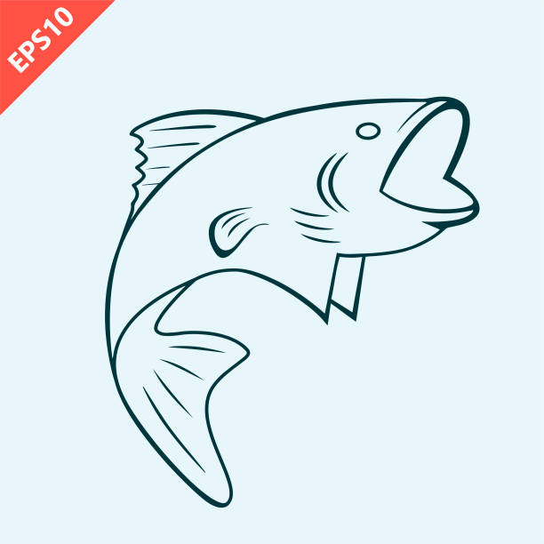 bass fishing logo icon design vector flat isolated illustration - southern usa usa sunrise spray stock illustrations