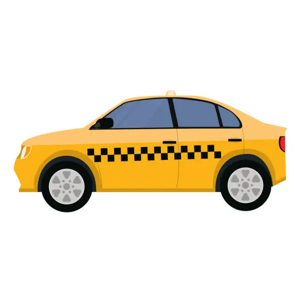 Vector illustration of Taxi car. Yellow taxi sedan