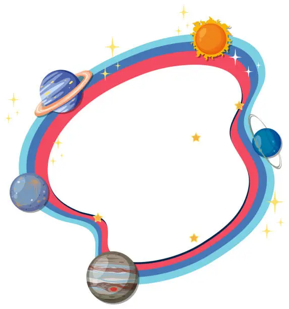 Vector illustration of Space-themed frame with planets and stars