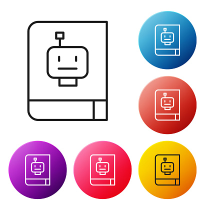 Black line User manual icon isolated on white background. User guide book. Instruction sign. Read before use. Set icons colorful circle buttons. Vector.