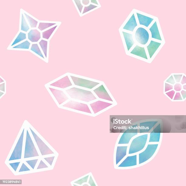 Patterns Crystal Icon Hand Drawn Crystal Seamless Pattern Stock Illustration - Download Image ...