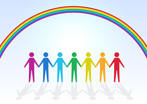 Rainbow and people holding hands image background