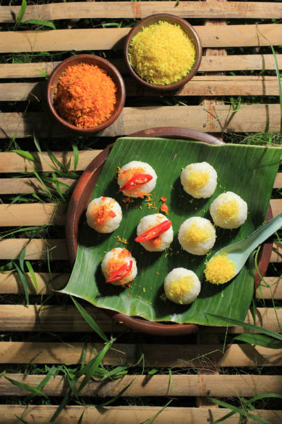 Ketan Serundeng is Indonesian Snack Made  from Sticky Rice Ball with Coconut Floss/Grated Coconut Floss