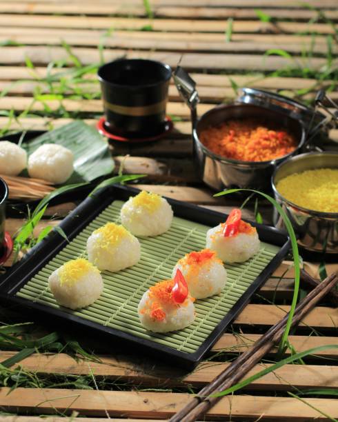 Ketan Serundeng is Indonesian Snack Made  from Sticky Rice Ball with Coconut Floss/Grated Coconut Floss