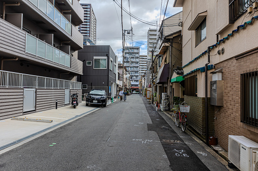 2023-11-11 Osaka, Japan. A narrow street in Osaka, Japan