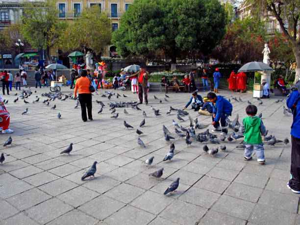 La Paz, Bolivia - 08 May 2011: People on Murillo Square in La Paz, Bolivia